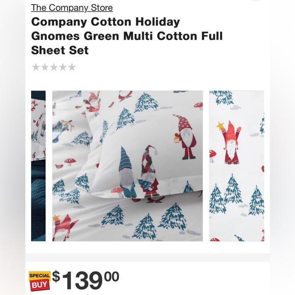 NWT Company Cotton Holiday Gnomes Green Multi Cotton Full Sheet Set 100% cotton - Picture 7 of 7